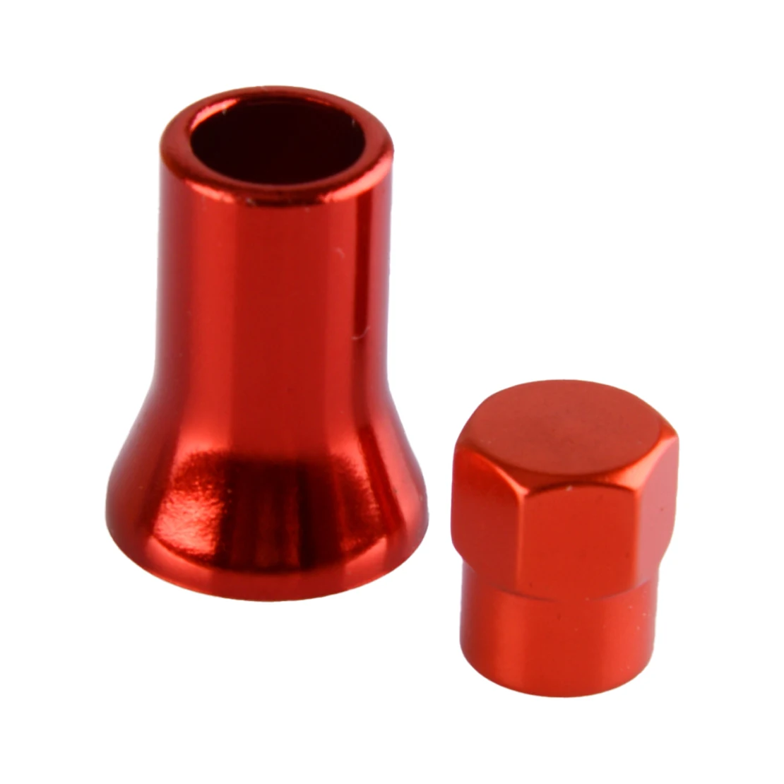 4 ชุดอลูมิเนียมสีแดง Universal รถยางล้อ Stem Air Valve Hex Cap Sleeve Cover ใหม่