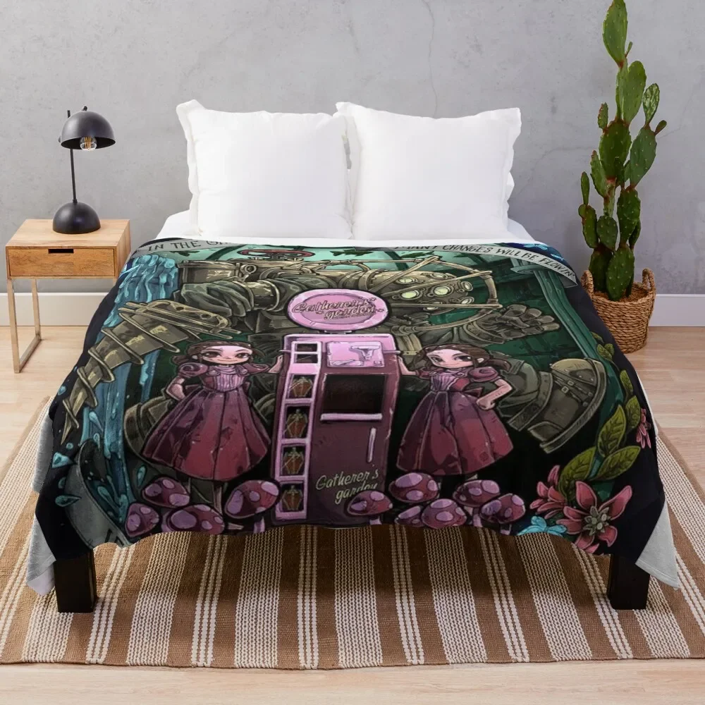 Bioshock In The Garden We Are Growing Throw Blanket Nap Decorative Beds Summer Beddings Comforter Blankets