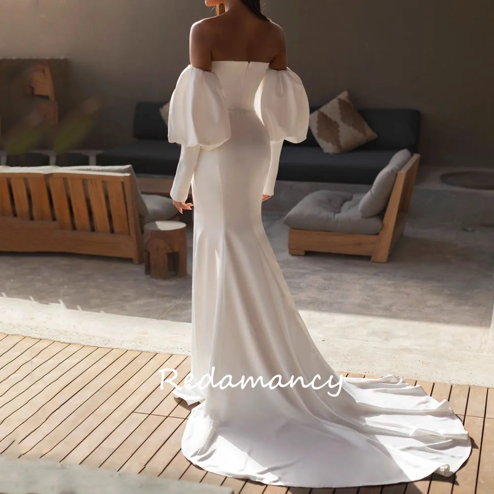 Redamancy White Sweetheart Satin Mermaid Wedding Dresses 2024 Backless Slim Long Floor-Length vestidos de novia Party Dress