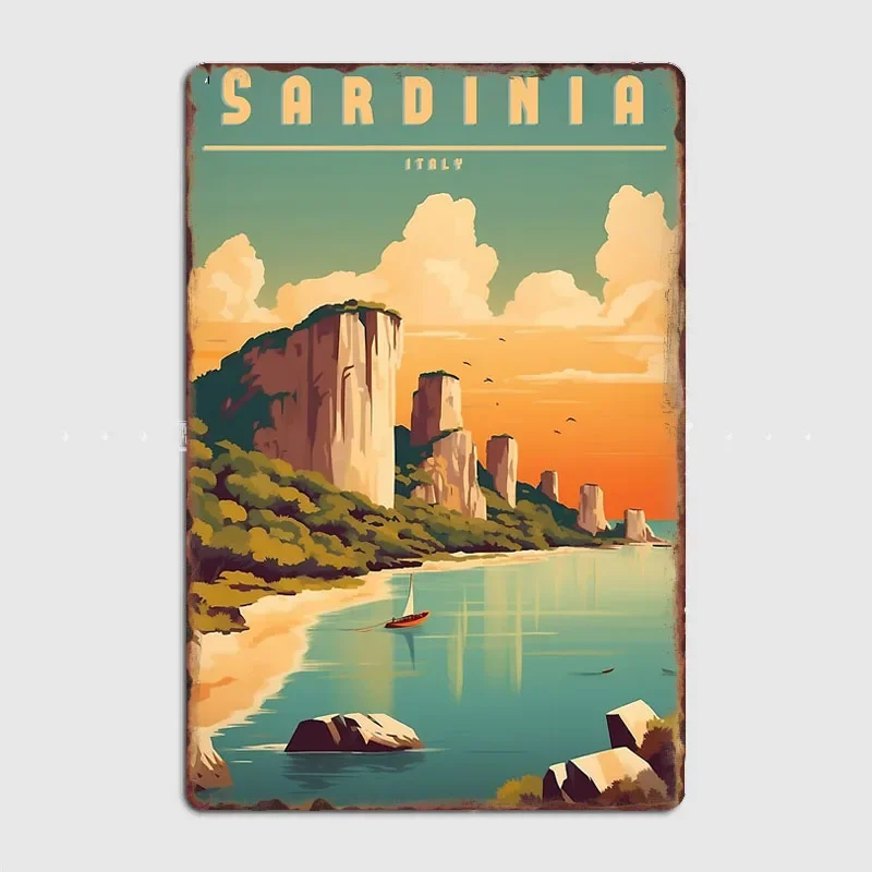 Sardinia Retro Travel Scenery Sights Retro Poster Metal Sign Garage Club Indoor Room Wall Decor Custom Tin Home Decor