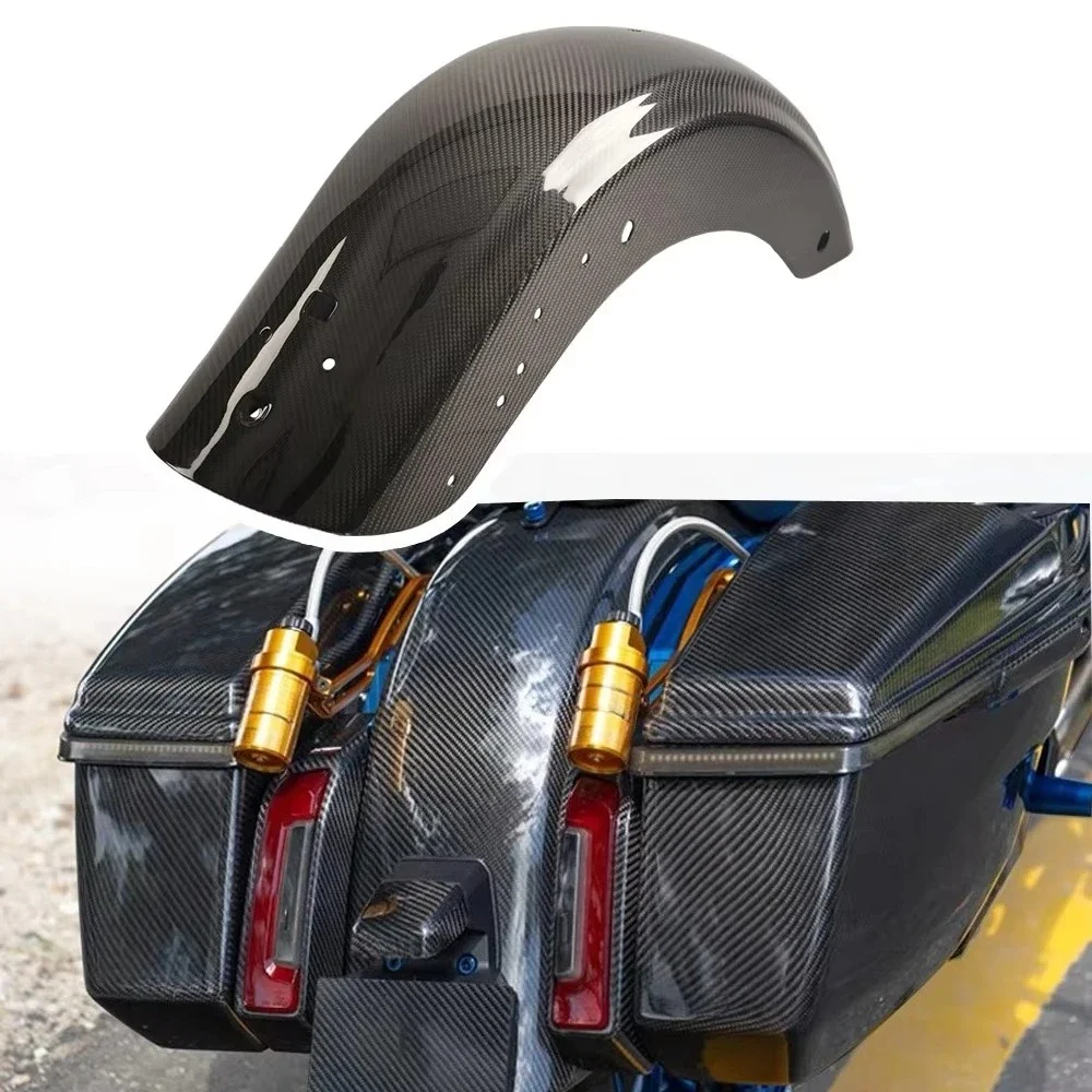 Custom World Motorcycle 3K Carbon Fiber Rear Fender Pre-Drilled Mounting Holes for Touring 23.5-25