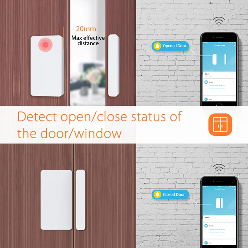 Works with HomeKit Accessories Door Window Sensor Zigbee 3.0 Wireless Connection Smart Door Sensor Apple HomeKit Tuya SmartLife