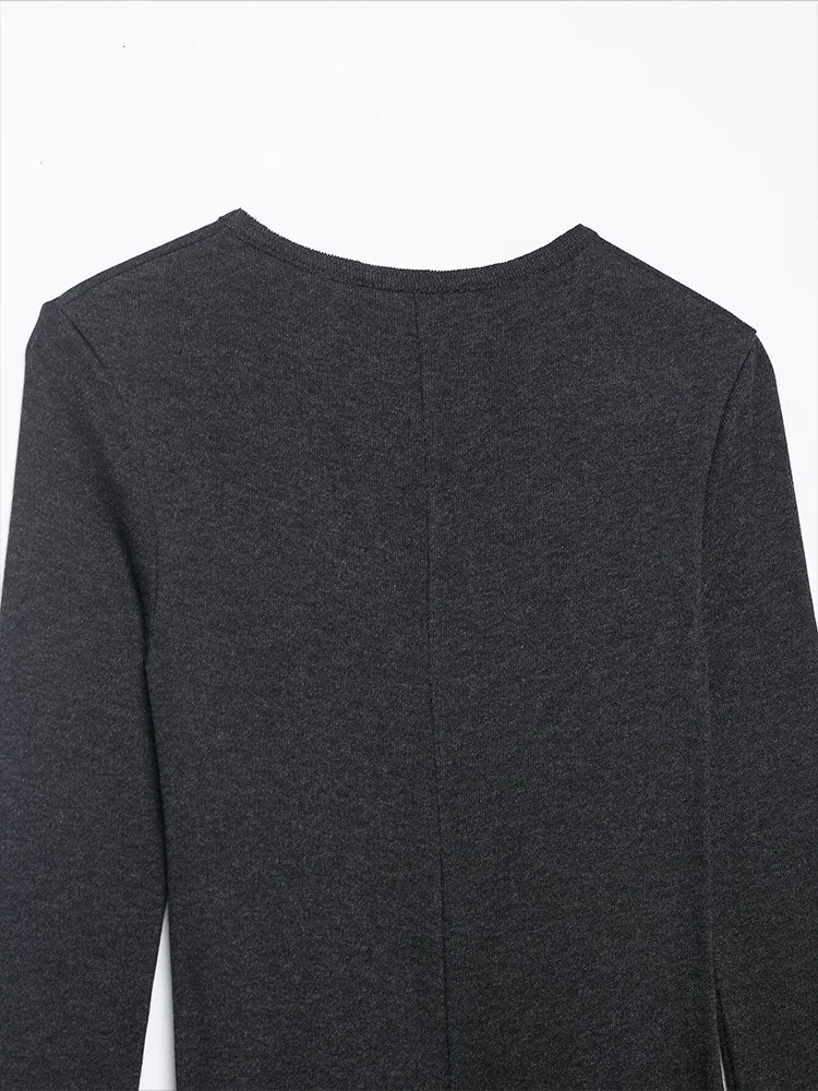 فساتين نسائية صيفية متينة غير متماثلة برقبة دائرية وأكمام طويلة بطيات فساتين نسائية عصرية مع حزام تزيين فستان ميدي مثير #5