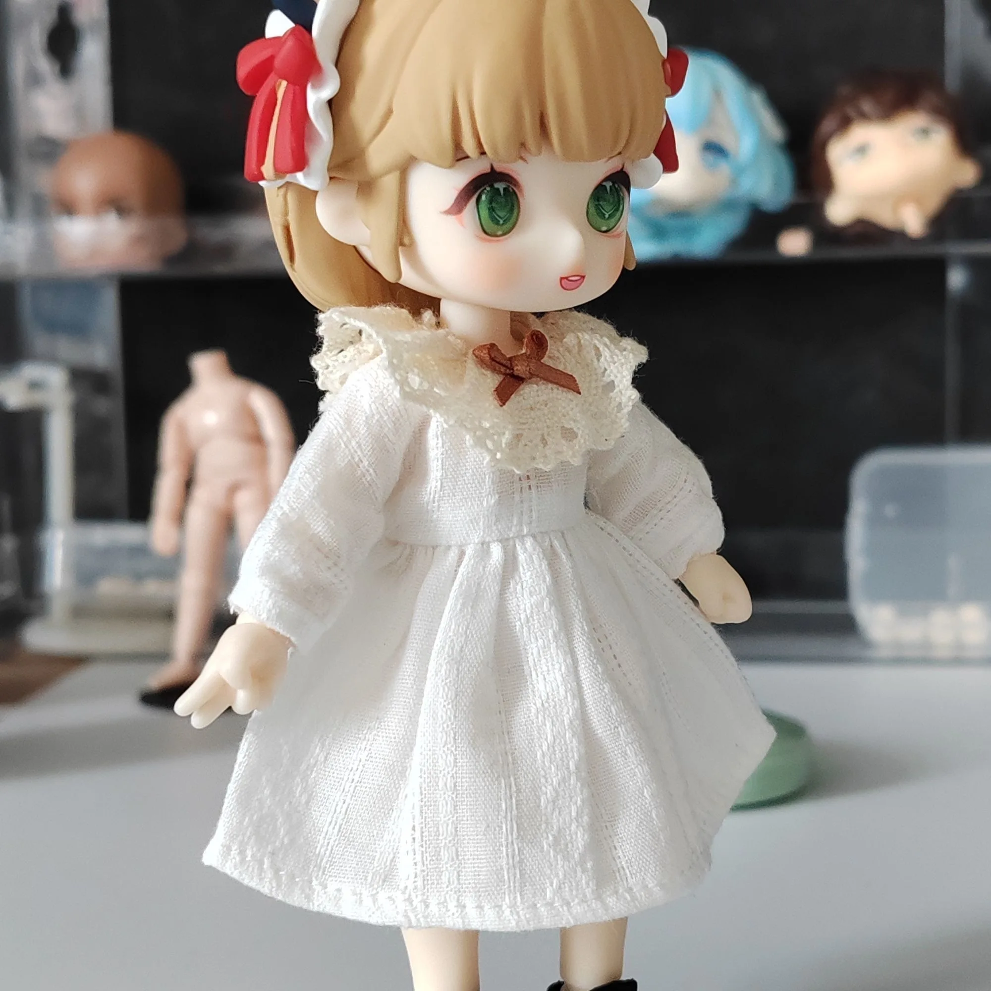 Spitze Schleife Kleid für Gsc Ufdoll Obusit11 Molly OB11 Puppen/1/12 Bjd handgemachte Puppe Kleidung Zubehör