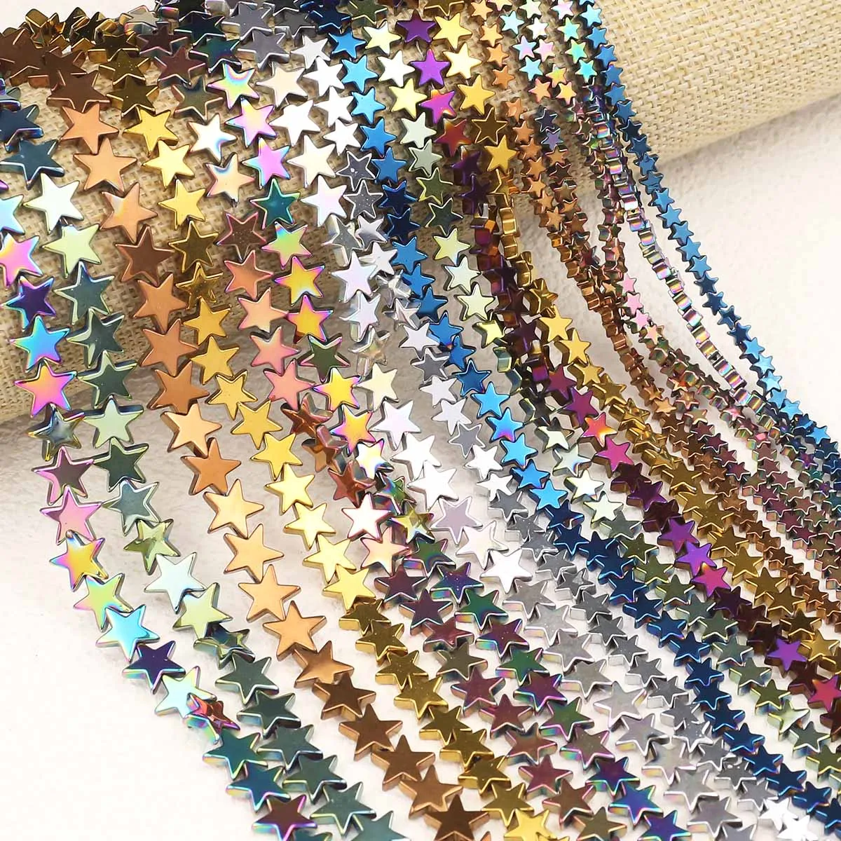 4/6/8/10MM Colorful Star Shape Hematite Natural Stone Loose Spacer Beads For Diy Jewelry Making Bracelet Necklace Craft Supplies