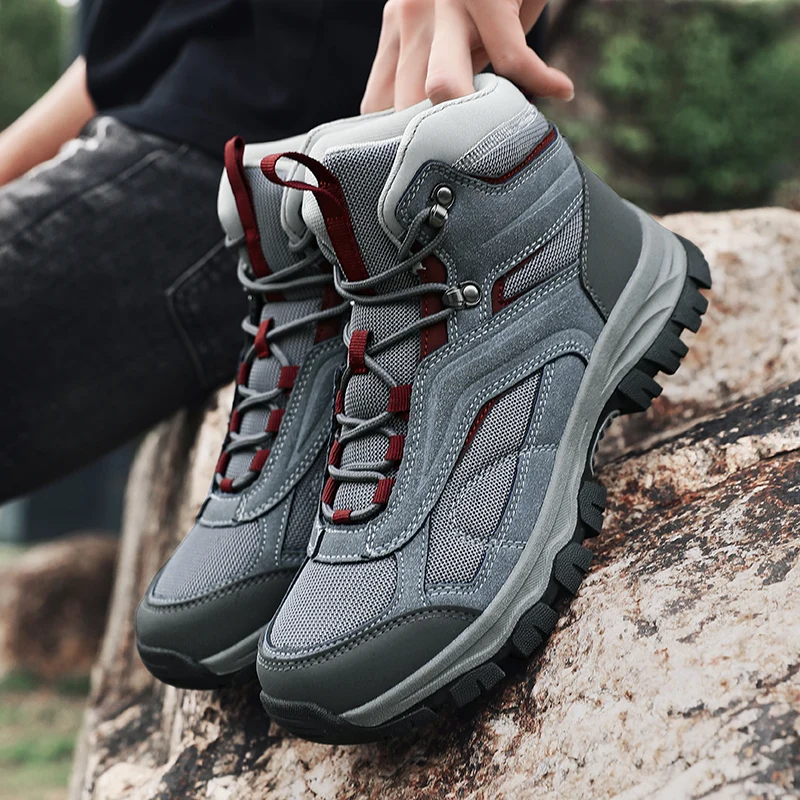 

Autumn Men's Breathable Hiking Shoes High Top Mountain Trekking Boots Anti-slip Camping Shoes Outdoor Climbing Hunting Sneaker