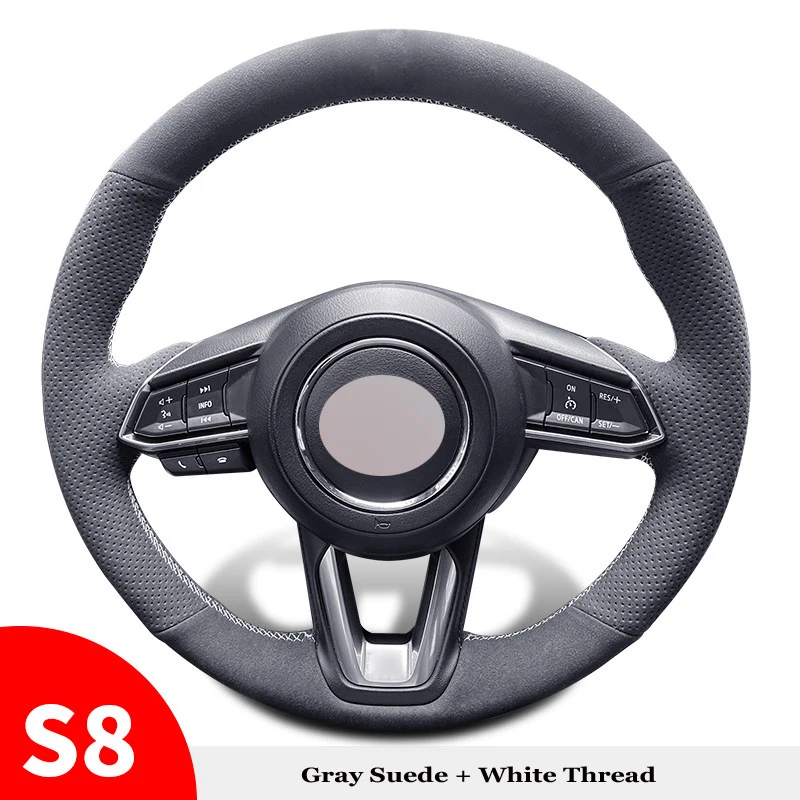 Genuine Leather Suede Hand Sew Steering Wheel Cover Car Accessories Specifically for Mazda 3 Axela Mazda 6 Atenza CX-3 CX-5 CX-9