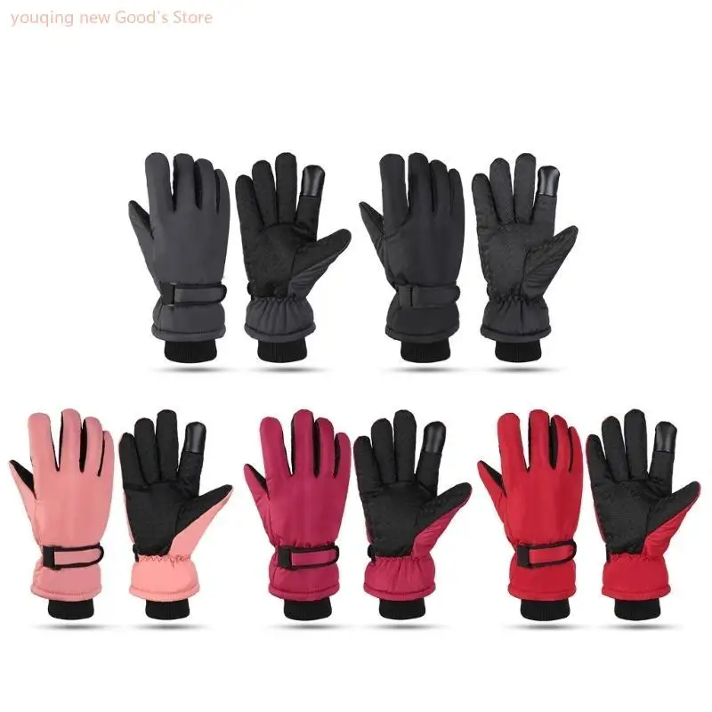 

49ME 1pair Winter Adult Thicken Skiing Gloves Adult Windproof Waterproof Anti-Slip Gloves with Elastic Cuffs Cycling Mitten
