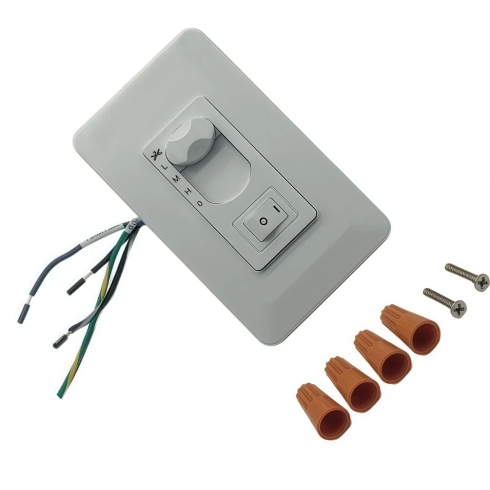 For Ceiling Fan Light For Wall Mount Control Switch 3-Speed Slide Dimmer Compatible with AC For Ceiling Fans 120V White Housing