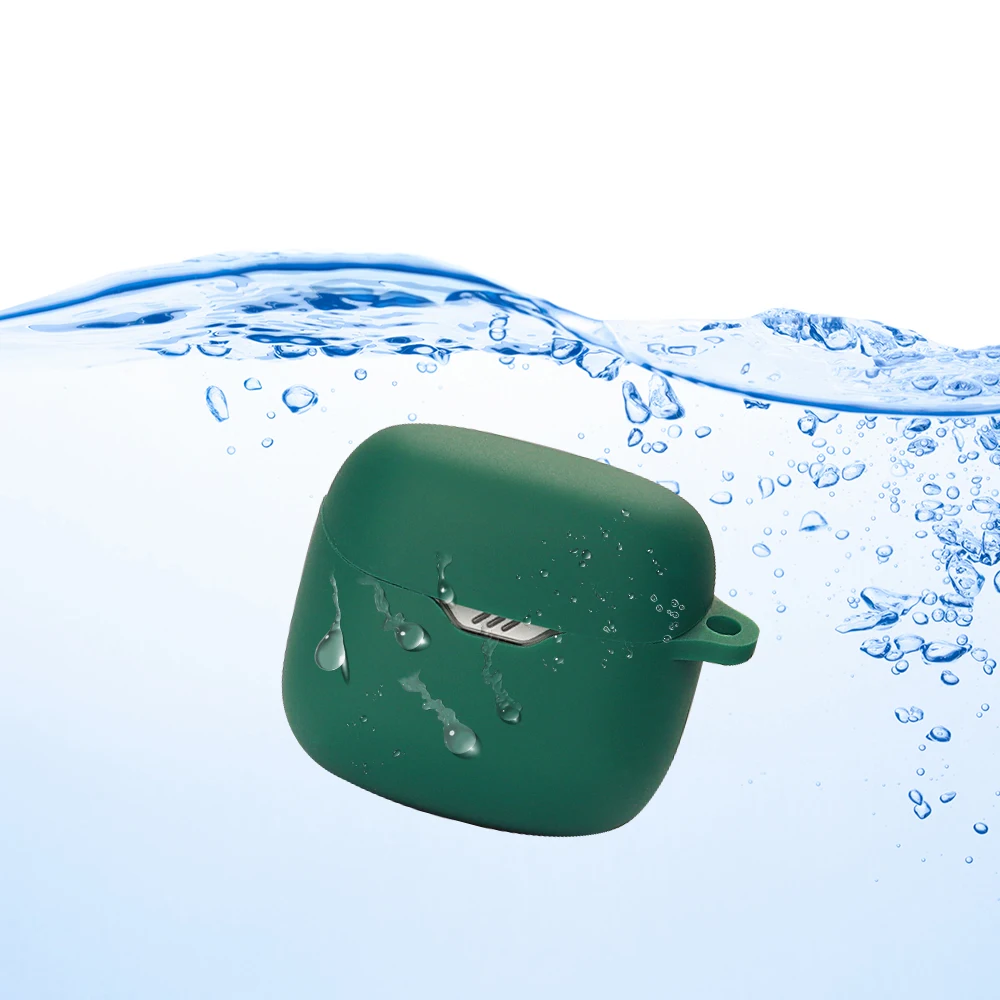 ซิลิโคนสำหรับ JBL TUNE FLEX สีทึบ Anti-Drop ป้องกันหูฟังฝาครอบกล่องชาร์จกรณีตะขอ