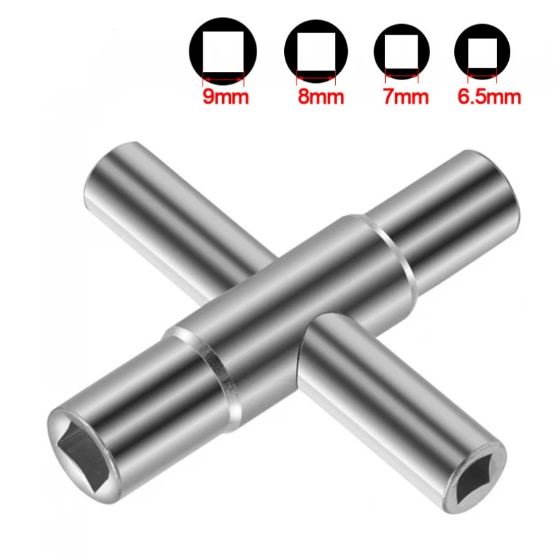 2 pezzi 4 vie argento rubinetti multifunzionali chiave chiave per rubinetti/valvola rubinetto armadio apertura chiavi chiave strumento chiave rubinetto