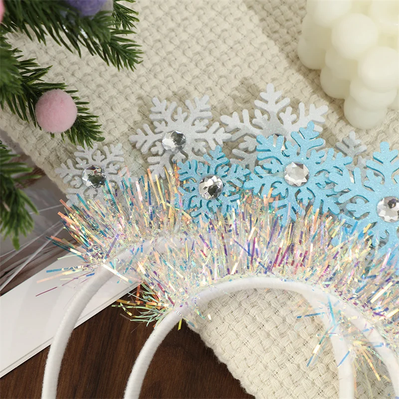 Fashion Sweet Christmas Snowflake Headband For Women Girls Creative Hair Accessories Photo Props Christmas Decoration Gifts