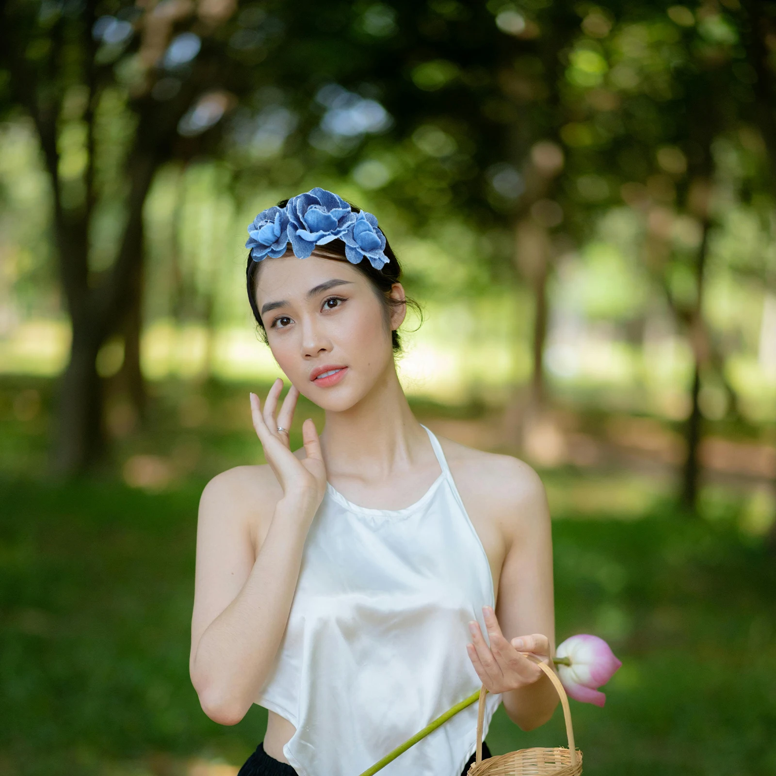 

Headband Face Washing Floral Hair Accessories Denim Flower Hoop Decorative Bands Festival Wedding