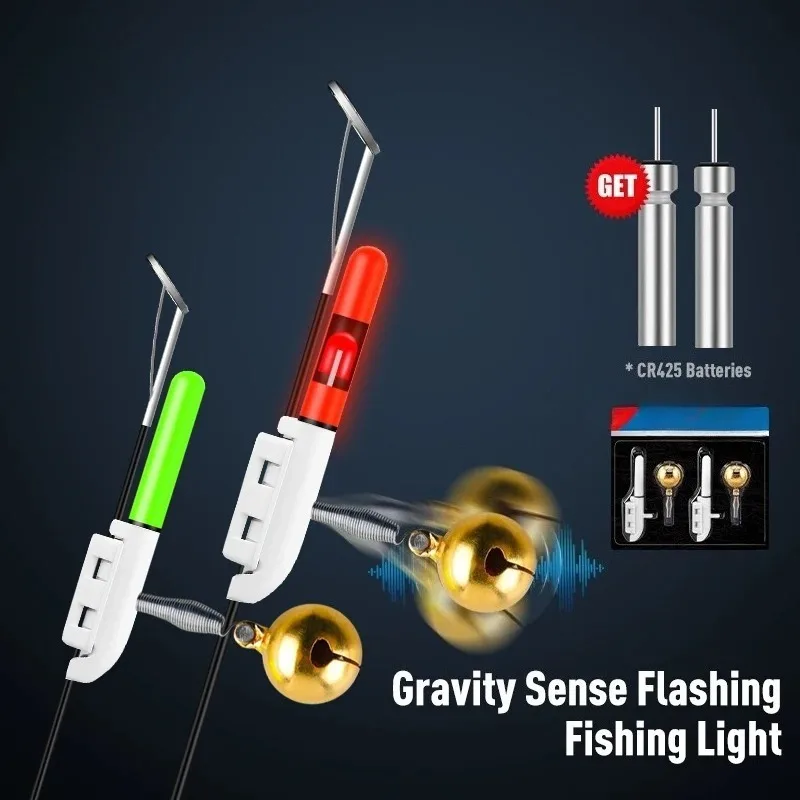 2 Pcs Set Electronic Fishing Rod Tip Light Flash LED Bells Bite Alarms Tools Night Fishing Gear Bright Visible Rods Lights