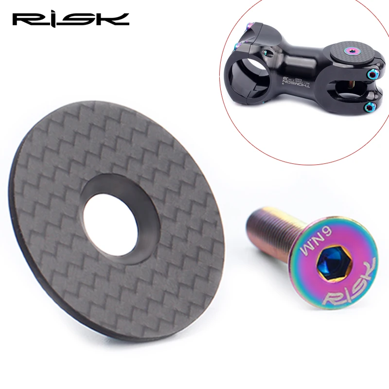 RISK Carbon Fiber Mtb Bike Stem Cap Bicycle Handlebar Table Cover Bridge Throat Titanium alloy Screw Riser Headset Top 28.6 OD2