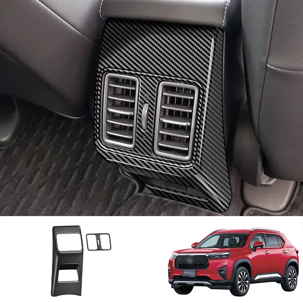 For Honda WR-V WRV 2024 2025 ABS Carbon Fiber Interior Rear Seat Air Condition Vent Outlet Cover Trim Accessories