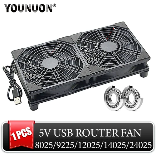 Imagen 1 del producto YOUNUON 120x120x25mm 92x92x25mm 80x80x25mm 5V ventilador de caja de refrigeración de energía USB para receptor DVR Xbox TV Box enrutador