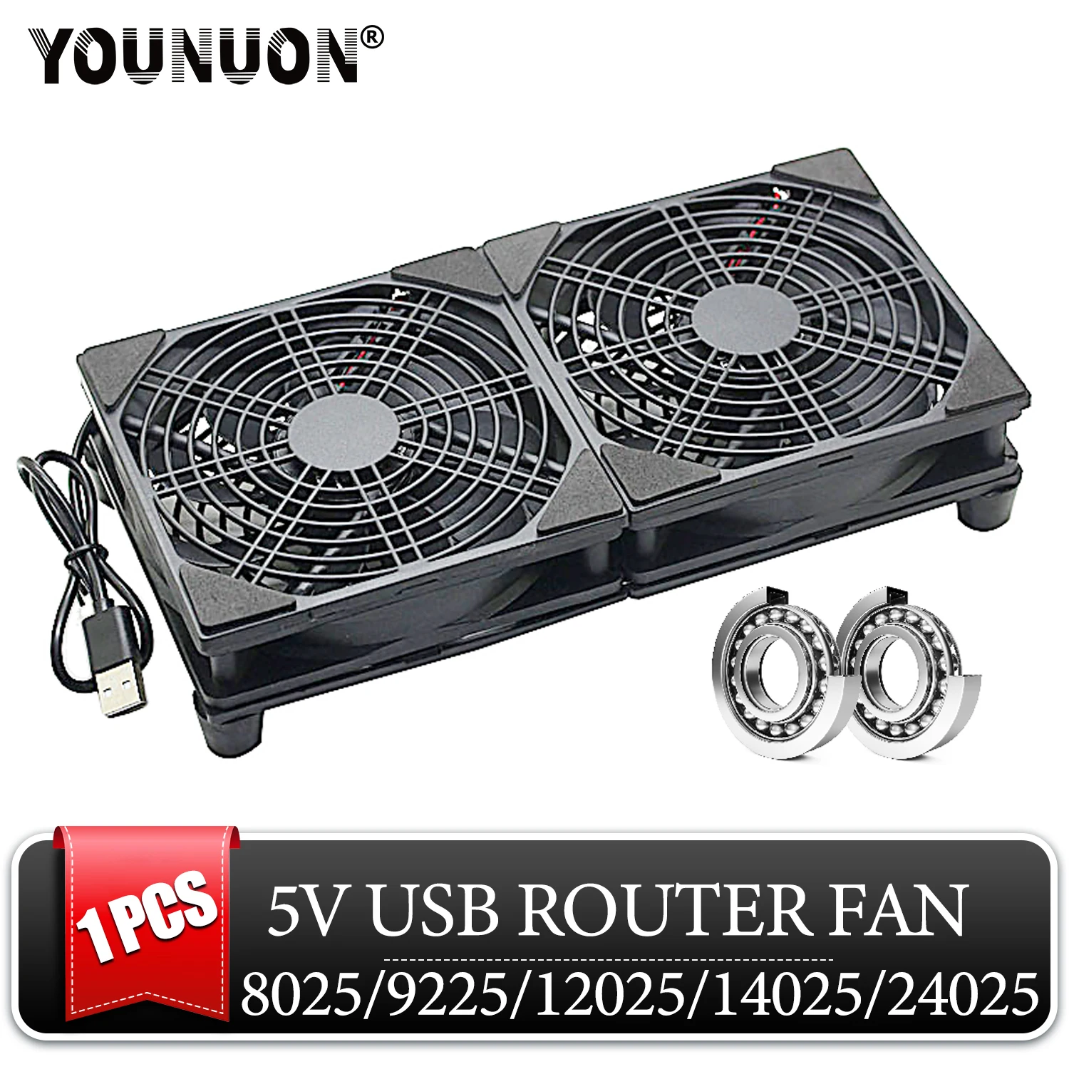 YOUNUON 5V USB 라우터 선풍기, DIY, TV 박스, 데스크탑 선풍기, 보호망 포함, 80mm, 92mm, 120mm, 140mm, 240mm 