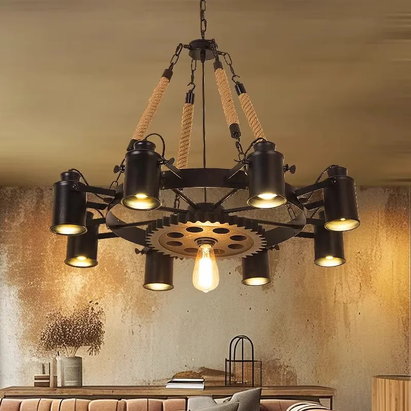 

Industrial Style Hemp Rope LED Pendant Light for Clothing Store Bar Retro Chandelier Living Dining Room Restaurant Cafe Lighting