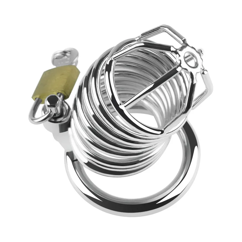 Male Metal Chastity Cage Penis Ring Mesh CB Lock Chastity Belt with Silicone Catheter Sissy Penis Bondage Adult Erotic Sex Toys