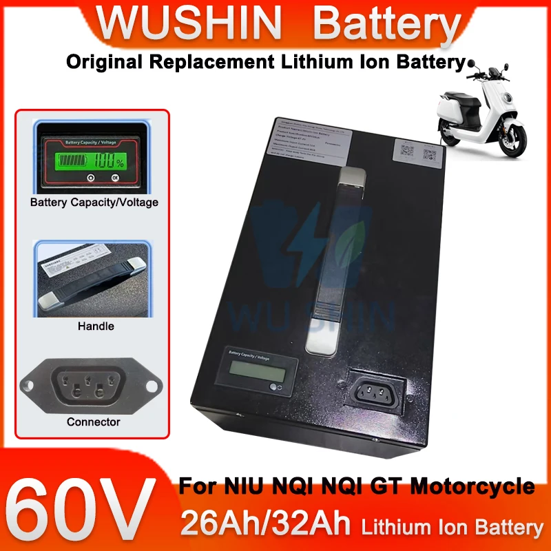 60V 26Ah 32Ah Lithium Ion Battery Pack Built with Smart BMS For NIU NQI NQI GT Series Scooter Motorcycle
