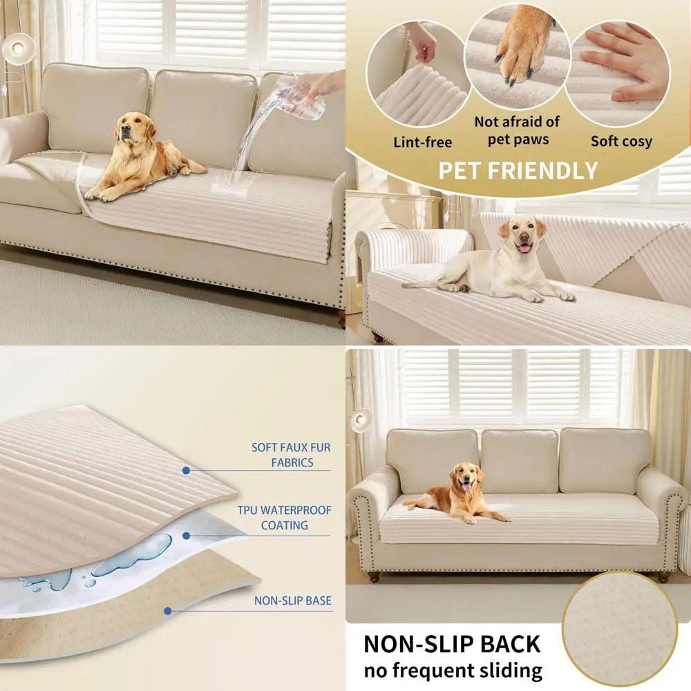 

haomaijia waterproof couch cover for dogs washable,fuzzy pet couch covers for sofa,thick soft dog bed cover non-slip couch cover