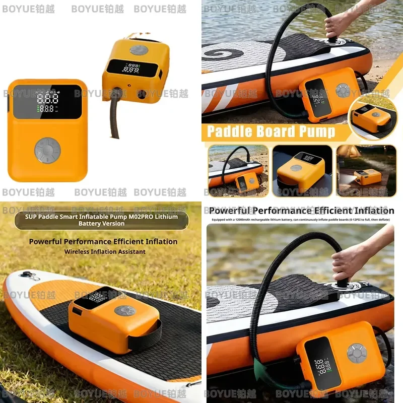 High Pressure Electric SUP Pump 20PSI Portable Inflator for Kayak Boat Tent Mattress Wing Kite 12000mAh Battery Powered Air