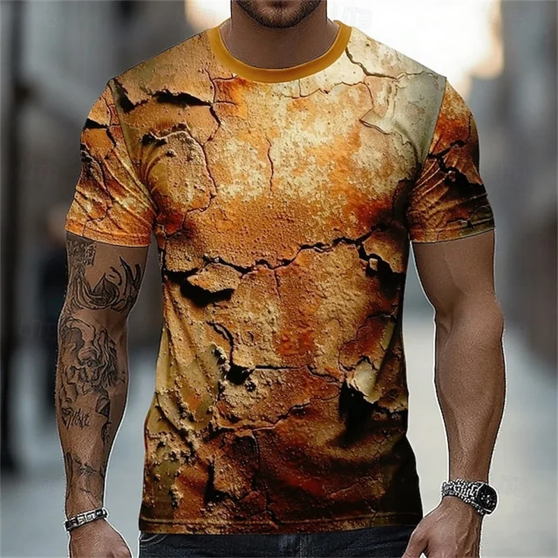 3D Print Men's Optical Illusion T Shirt Short Sleeve Crew Neck Casual Tshirts Clothes Summer Men's Funny Tshirt Clothing Apparel