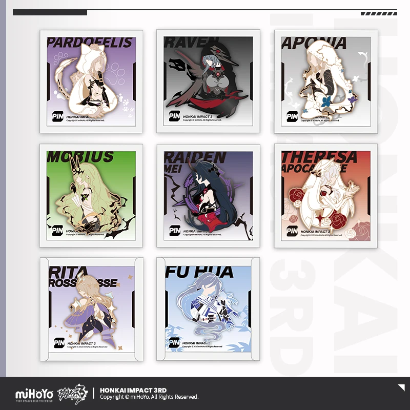 Honkai Impact 3rd Official Merch miHoYo Original Authentic Theme Metal Badge Elysia Bronya Kiana Seele Theresa Mobius