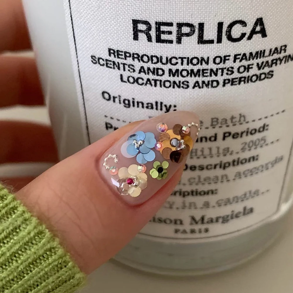 12 Gitter 3D Bunte Punkte Blumen Nagelglitzer Pailletten Funkelnde Gemischte Runde Flocken Nagel-Charms DIY Maniküre Deko Zubehör – Detail 6