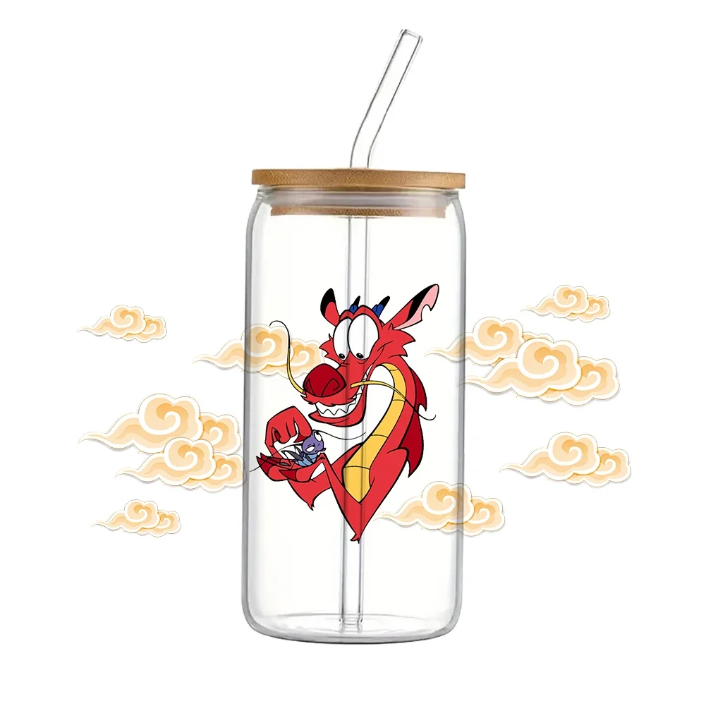 Mushu Mulan 11*24cm Disney UV DTF Wrap Sticker DIY For 16oz Permanent Adhesive Waterproof Adhesive Label Coffee Cup Sticker