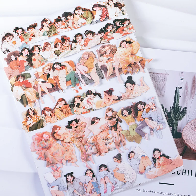 

1 упаковка, 100 шт., наклейки, серия Flat-Lay, декоративные листы с рукописным текстом, иллюстрированные сцены, креативный журнал