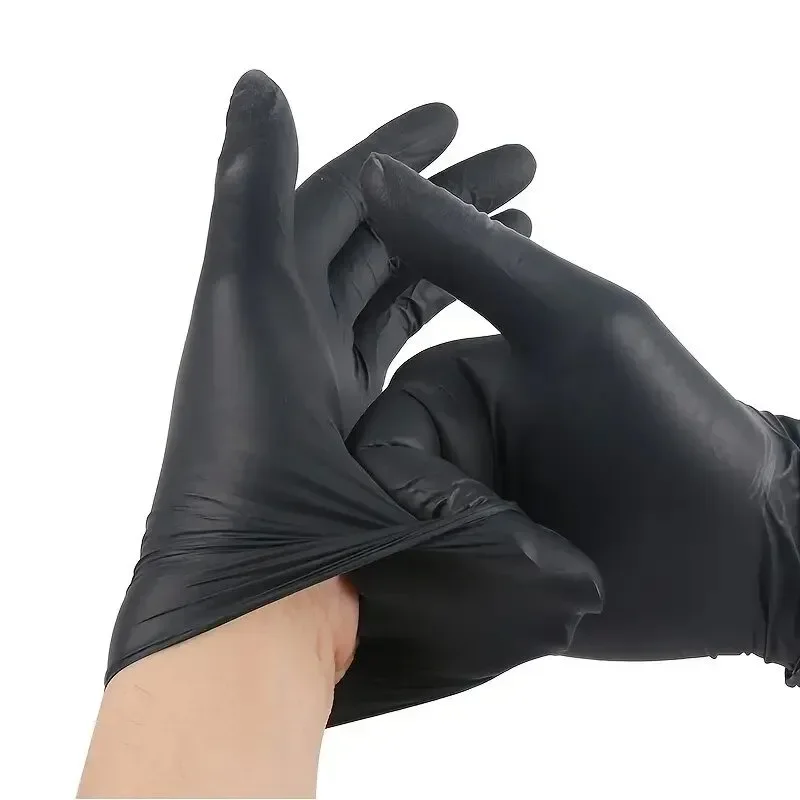 100PCS Black Nitrile Gloves, Latex-Free Disposable Gloves for Kitchen, Cleaning, Dishwashing, Hair Dye, Nail Art & Pets