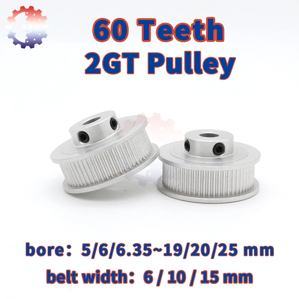 60Teeth 2GT Timing Pulley GT2 Synchronous Wheel 60T Belt Pulley Width 6/10/15mm 60 Teeth Toothed Pulleys Voron 3D Printer Parts