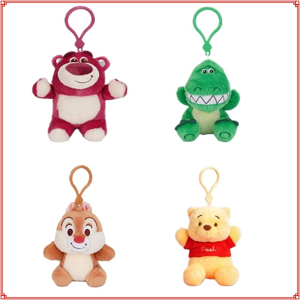 Genuíno disney chaveiros de pelúcia criativo figuras dos desenhos animados mochila pingente chaveiro acessórios decorativos coleção férias presentes