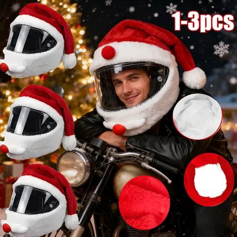 Santa Motorcycle Helmet Cover Decoration for Christmas Cycling Full Face Hat Santa Claus Racing Cap Christmas Gift Helmet Cover