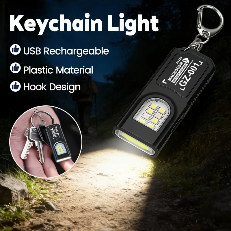 LED Keychain Flashlight Type C Rechargeable 550LM Portable Mini Torch Pocket Lantern Flood Work Light With Magnet For Emergency