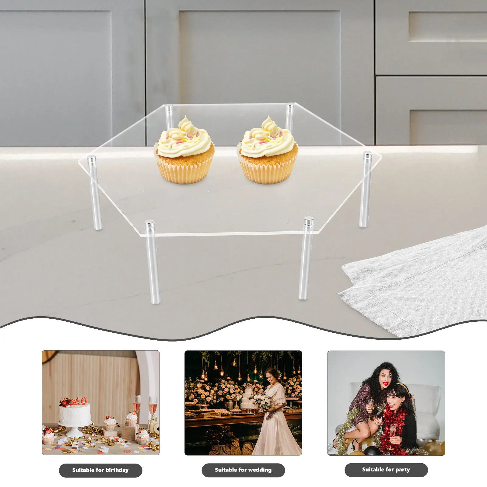 1Set Clear Acrylic Display Stand for Cakes Cupcakes Food Buffet Presentation Models Crafts Jewelry Storage Multi-Tier Riser