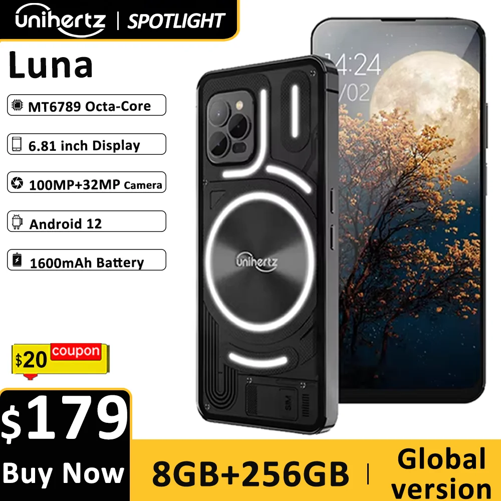 Unihertz Luna Smartphone Rhythm Ambient Light 8GB 256GB 108MP G99 Mobile Phone Night Vision Cellphones