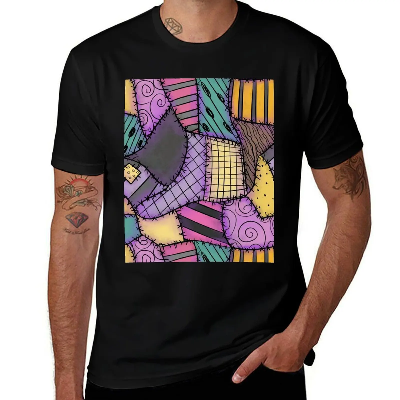 Patchwork Ragdoll T-Shirt Basic Plain Short Sleeve Crew Neck Tee T-Shirt