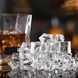 50PCS 3D Acrylic Fake Ice Cube Artificial Square Crystal Ice Bar Props Ice Cube Maker Diy Ice Ball Molds For  Home Decoration