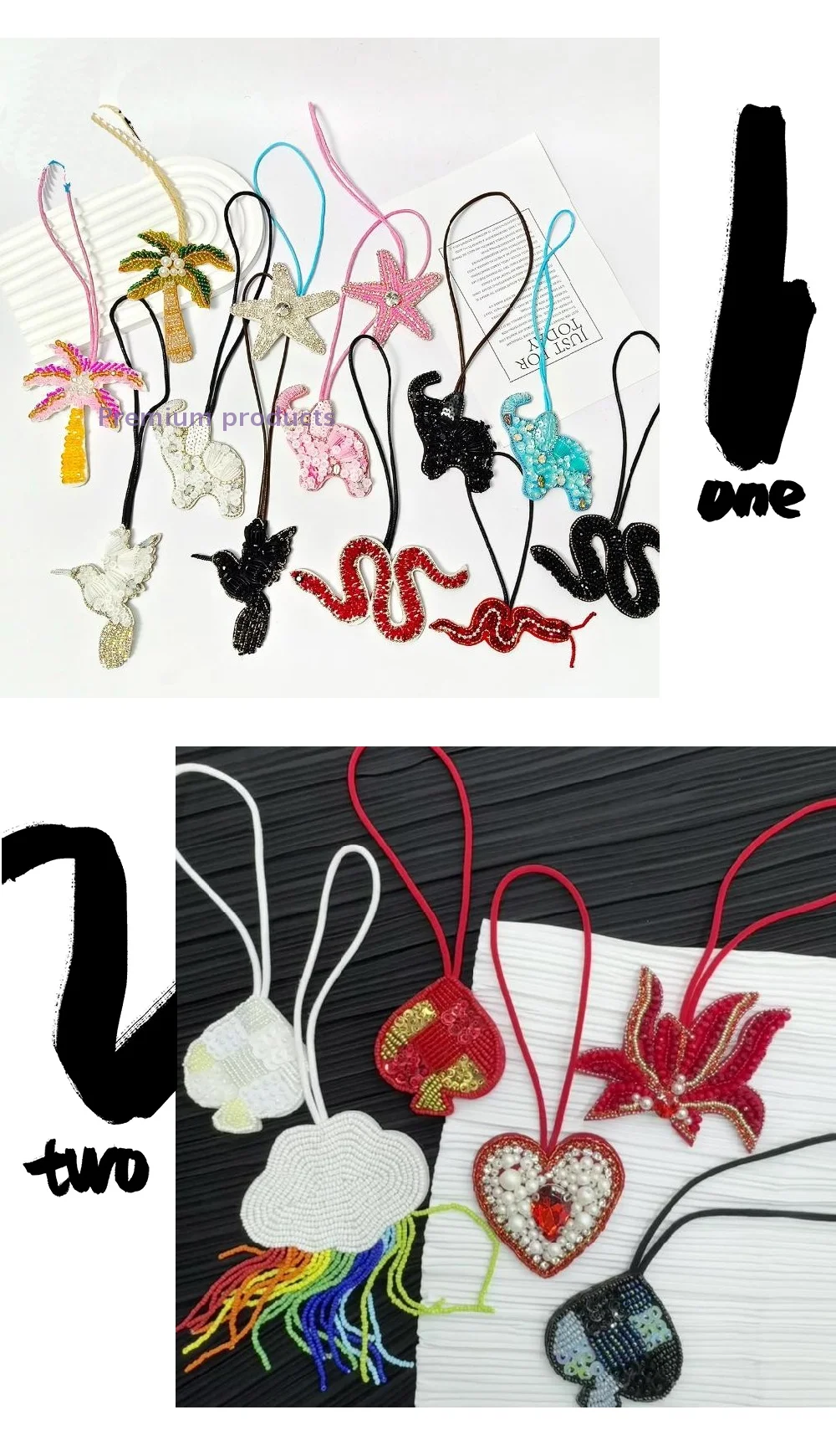 

1 Piece Handmade Beaded Coconut Tree Applique Patch with Crystal Starfish Sequin Hanging Rope for Bag Pendant Clothing Sew on