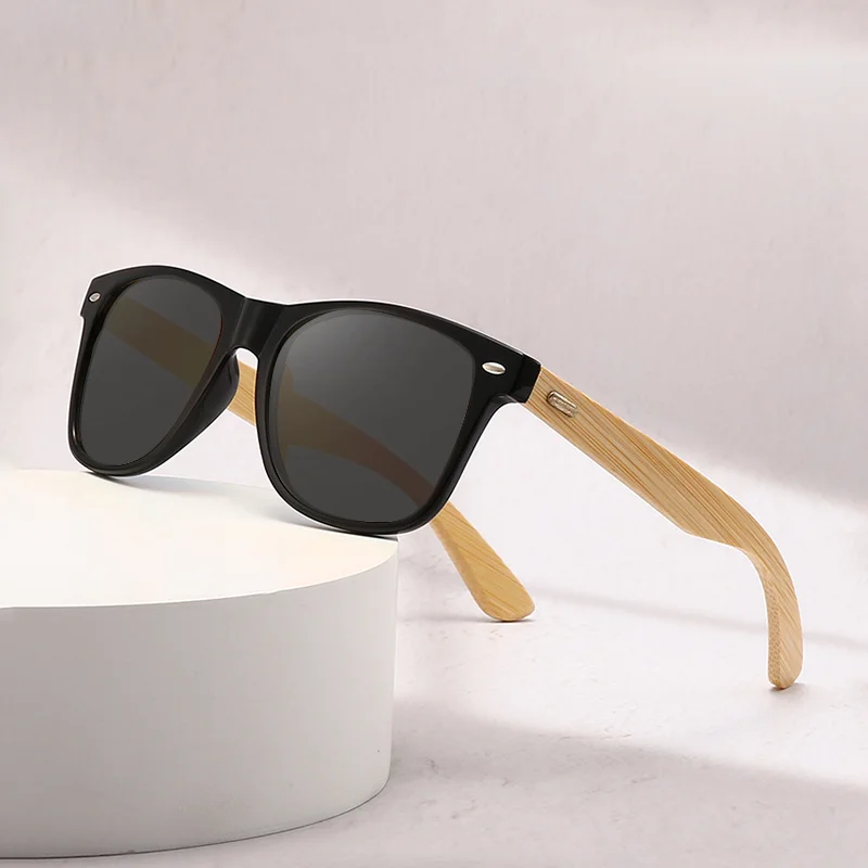 Bambusholzbeine, schwarz, verschreibungspflichtige Myopie-Sonnenbrille für Herren und Damen, Designer, quadratisch, getönte Kurzsichtigkeitsbrille, Schatten, Fahrbrille – Detail 5