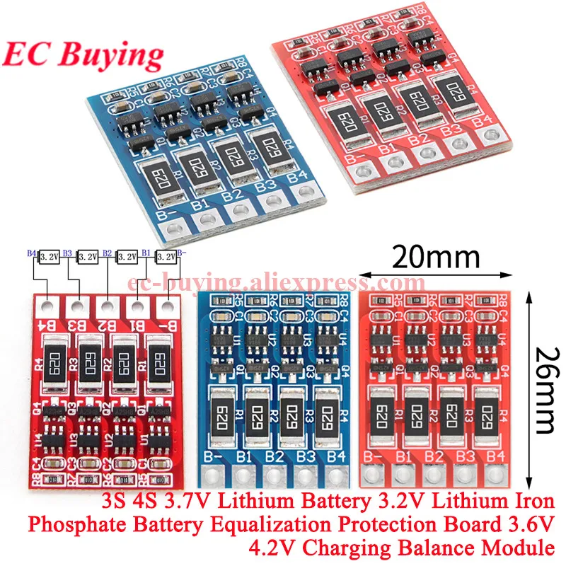 1-10Pcs 3S 4S 3.7V Lithium Battery 3.2V Lithium Iron Phosphate Battery Equalization Protection Board 3.6V 4.2V Charging Balance