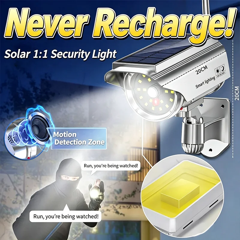 Outdoor Human Motion Sensor Solar Charging Fake Surveillance Camera Simulation Lighting Garden Light