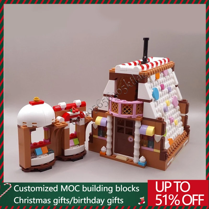 497 PCS MOC Second Floor Balcony Gingerbread House Building Block Model Children Creative Diy Assembly Toys Puzzle Festival Gift #6