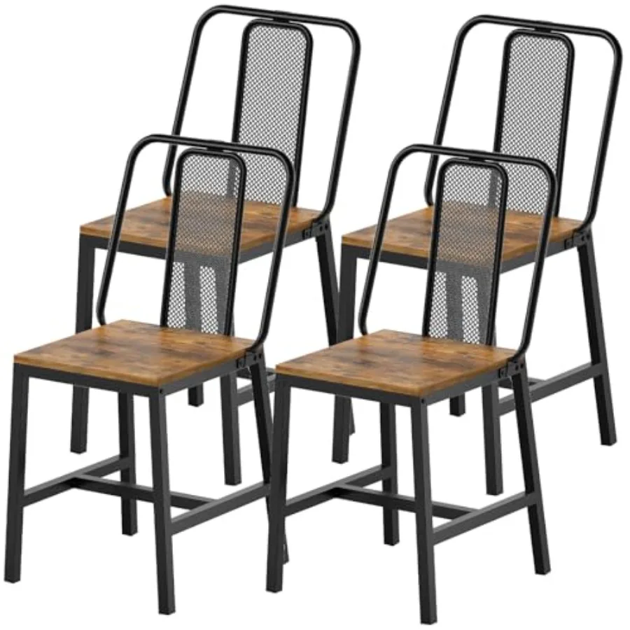

Dining Chairs Set of 4 Wooden Kitchen Chairs Farmhouse Dining Chairs with Back Support for Living Room Kitchen Rustic Brown and