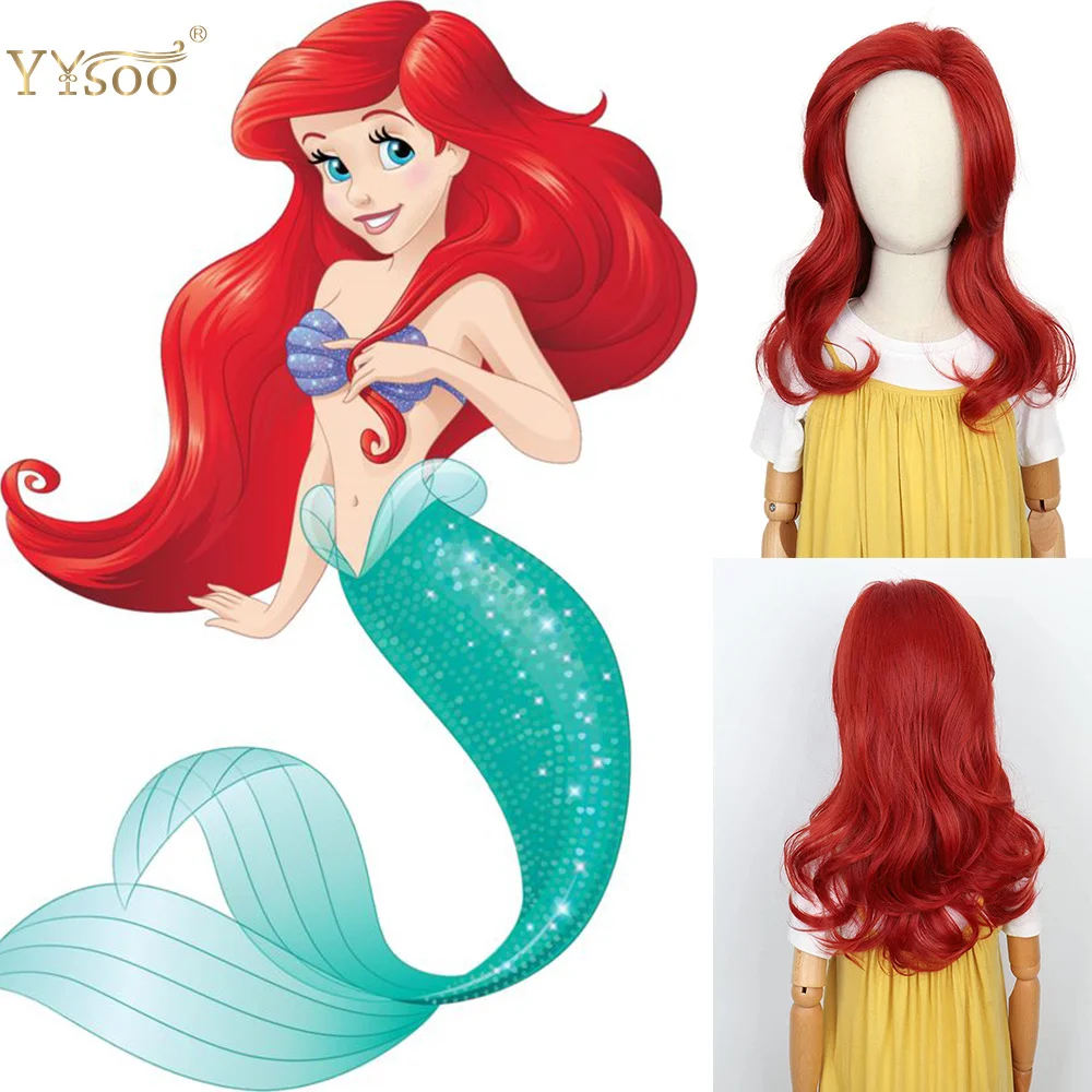 YYsoo Fashion Hairstyle Wigs For Kids Red Synthetic None Lace Wigs Natural Wave Full Machine wigs Cosplay wig Little Girls Wig