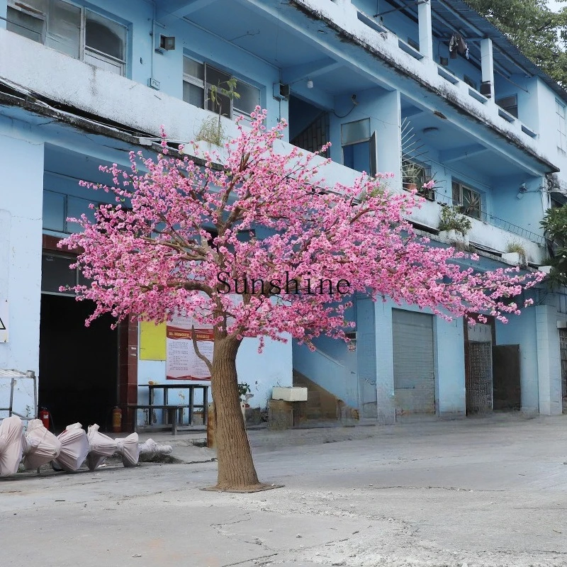 

Simulated large fake peach blossom tree FRP indoor and outdoor fake flower tree