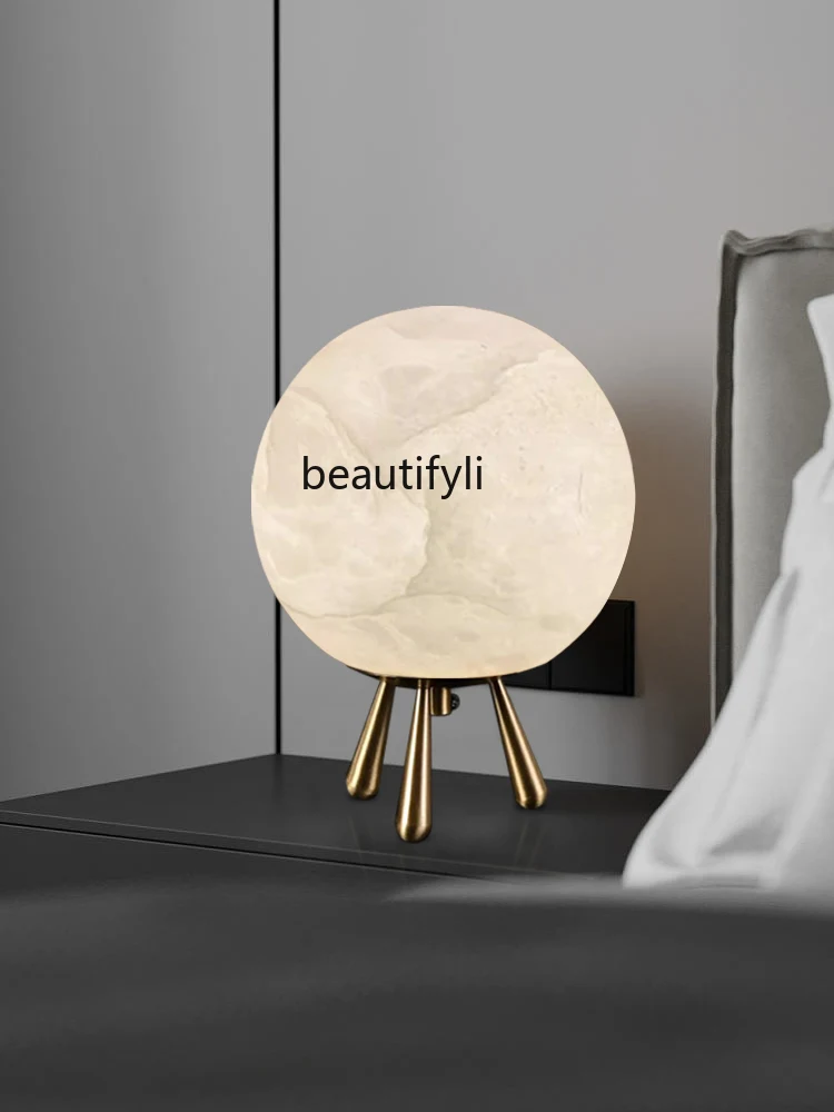 New Chinese Style Simple Modern Natural Marble Table Lamp Living Room Bedroom Upscale Hotel Creative Bedside-Use Decorative